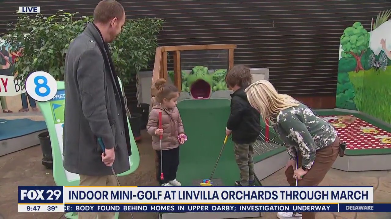 Indoor mini-golf is available at Linvilla Orchards until March