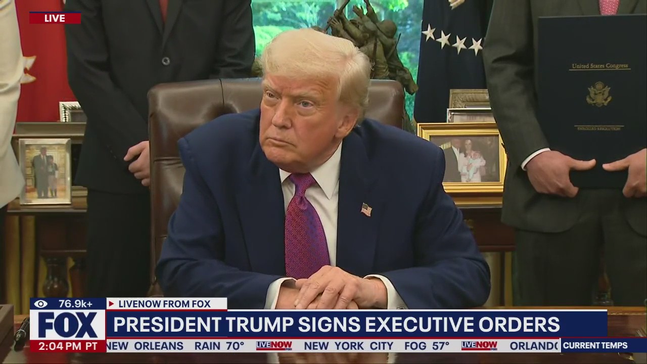 President Trump signs executive orders in Oval Office
