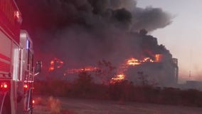 Fire at decommissioned electrical plant near San Leon