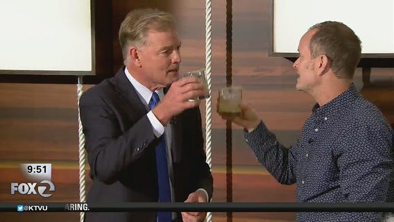 Hugh Groman shows Frank Mallicoat how to make ginger pear margaritas