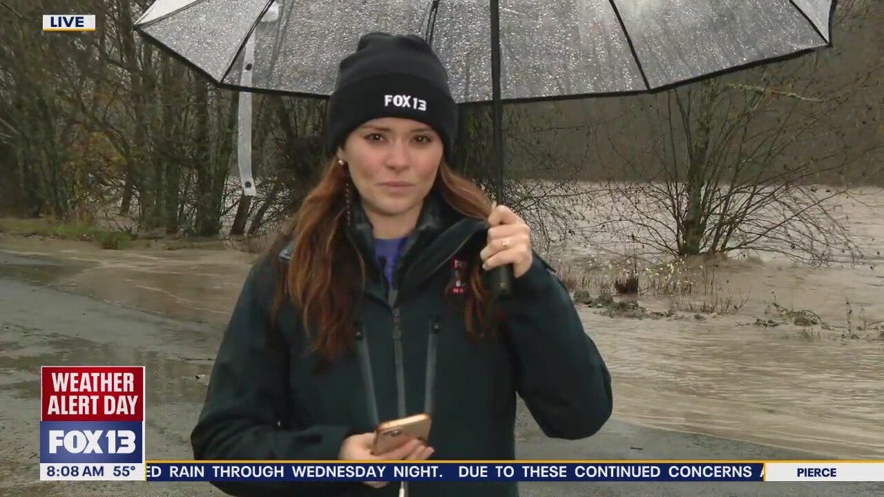 Puyallup River flooding in Orting, WA