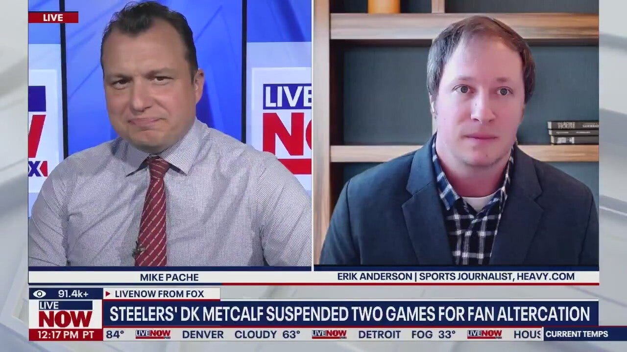 Steelers' DK Metcalf suspended for two games