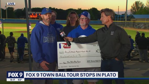Town Ball Tour: Plato Blue Jays presents check to Ray Wilkins Memorial Fund