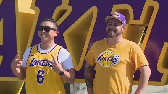 Lakers fans making their way to Crypto.com Arena