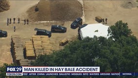 Man, 49, dies after large hay bale falls on him, New Castle County officials say