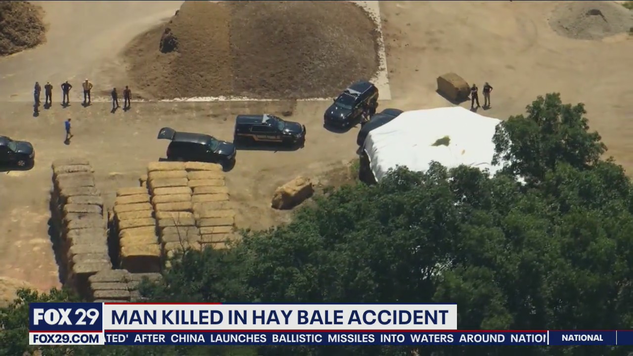 Man, 49, dies after large hay bale falls on him, New Castle County officials say