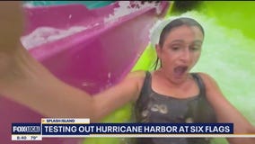 Shannon Murray tests out new slides at Hurricane Harbor