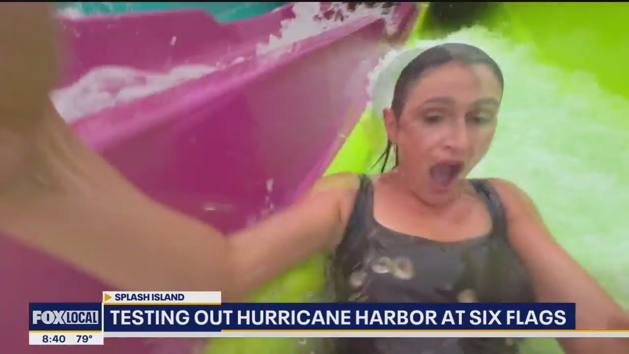 Shannon Murray tests out new slides at Hurricane Harbor