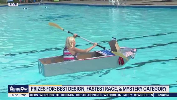 FOX 29's Jenn Frederick takes on the Cardboard Boat Regatta
