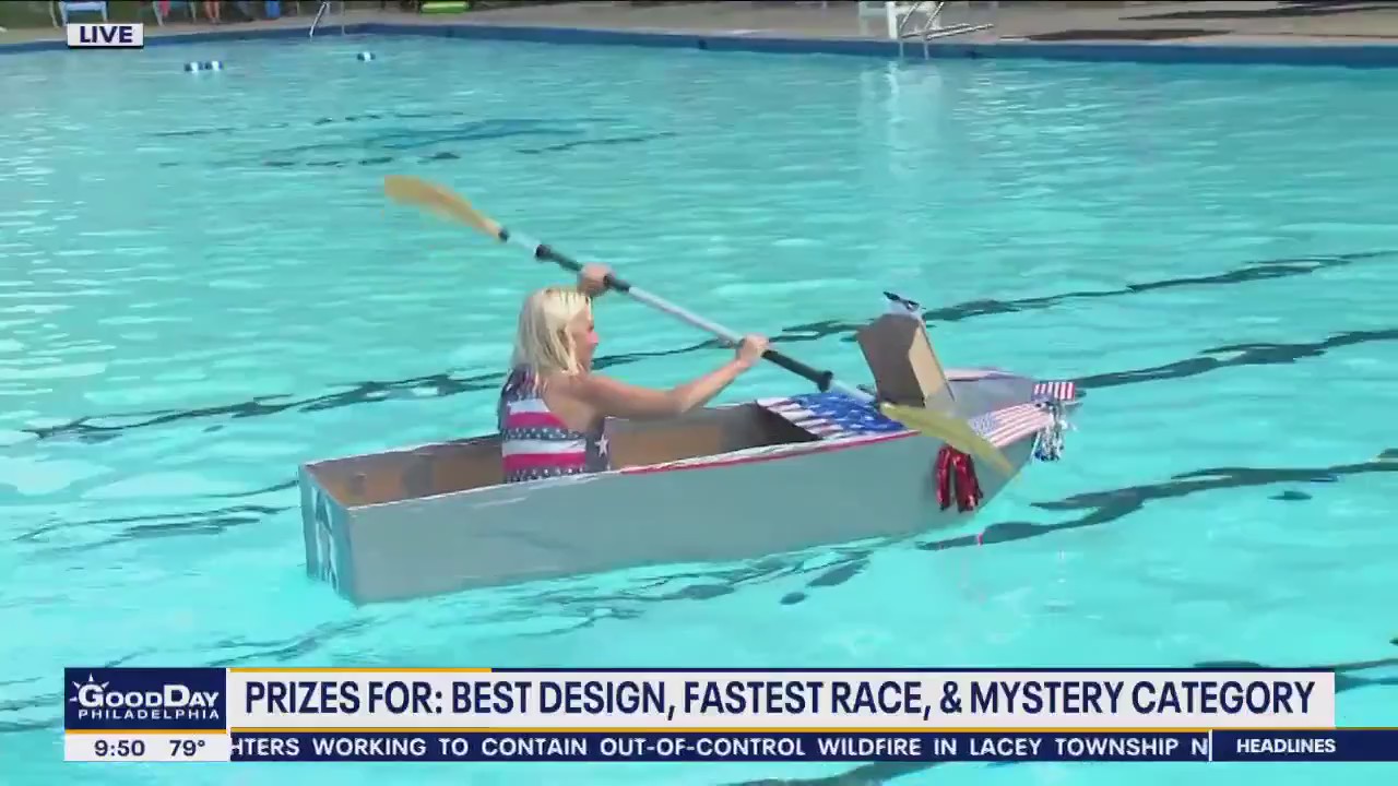 FOX 29's Jenn Frederick takes on the Cardboard Boat Regatta