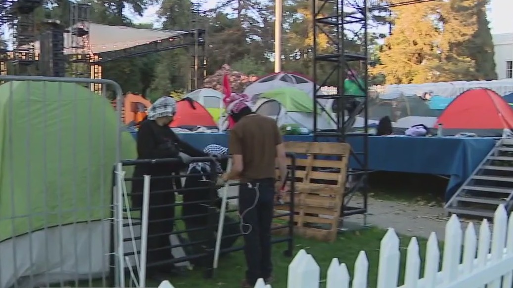Pro-Palestine protesters on graduation stage