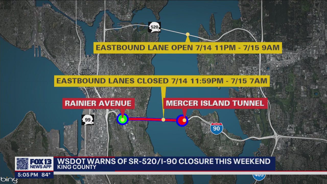 Closures of SR 520 happening this weekend