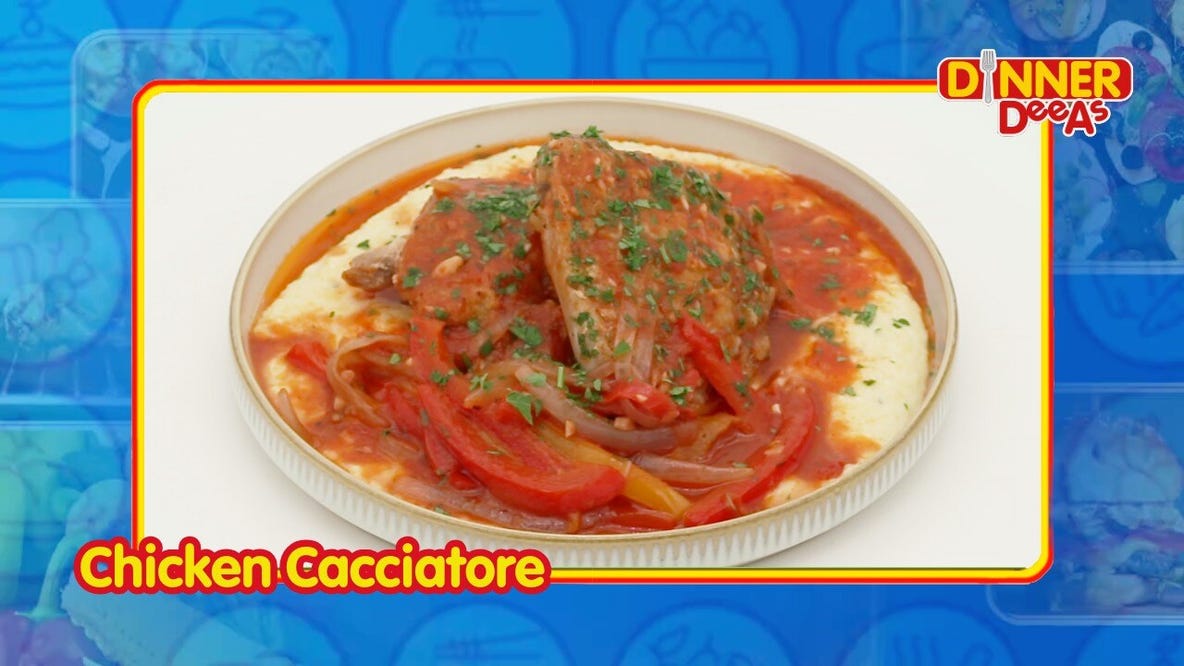 Traditional Chicken Cacciatore Recipe! Crispy Skin & Creamy Parmesan Polenta | Dinner DeeAs