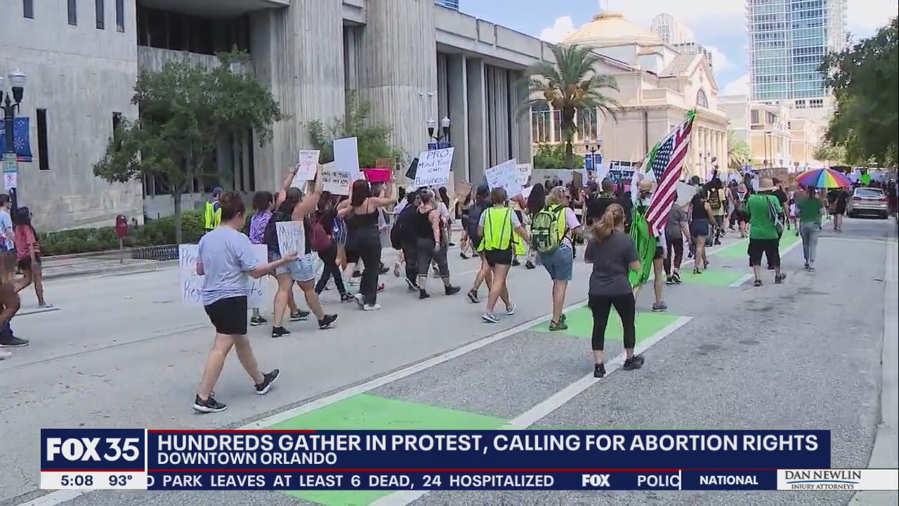 Hundreds march in Orlando to protest overturning of Roe v. Wade