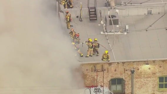 Fire erupts in downtown Los Angeles