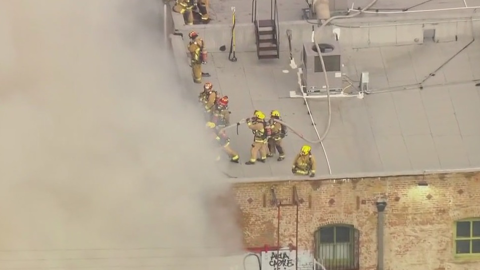 Fire erupts in downtown Los Angeles