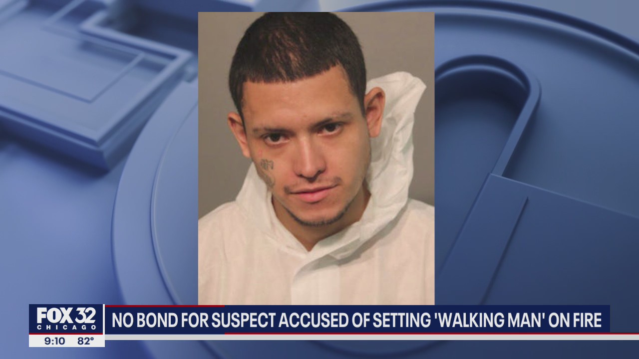 Bond denied for Melrose Park man accused of setting 'Walking Man' on fire