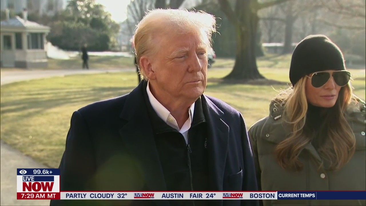 Trump talks to reporters ahead of NC, CA tours