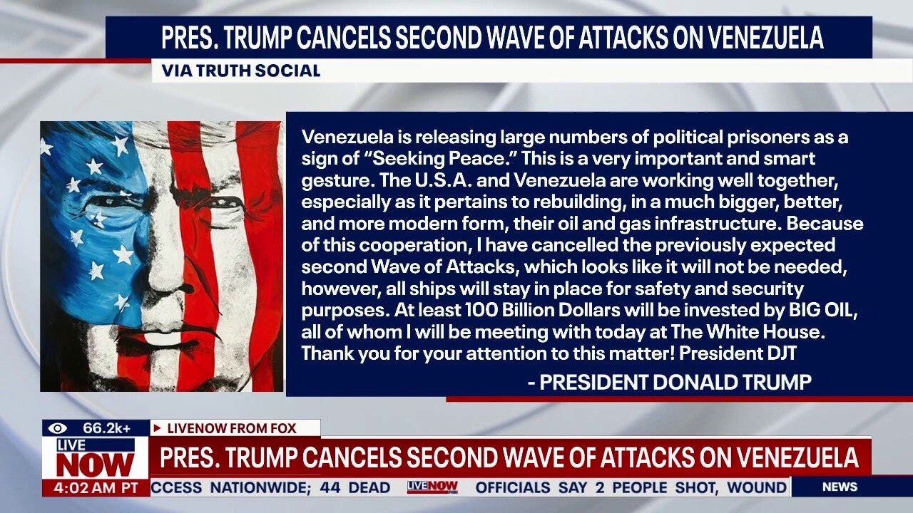 Trump cancels second wave of attacks on Venezuela 