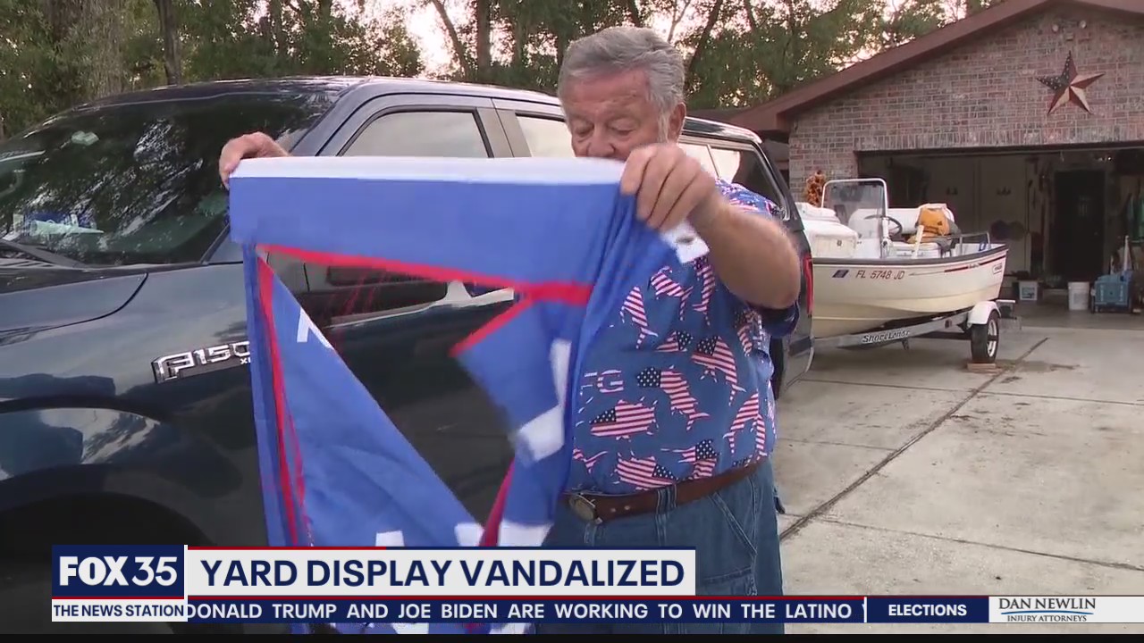 Trump yard display vandalized