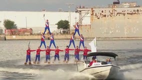 Water ski team performs near Sparkman Wharf