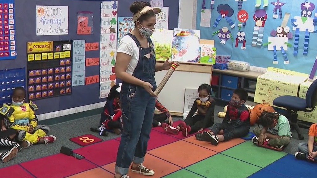 Elementary school in Rialto using yoga to help students relax, focus