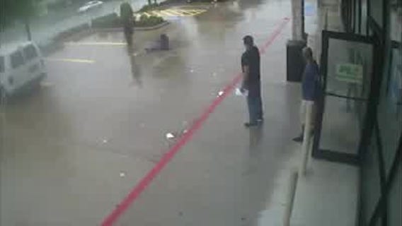 Video shows person dragged by 'clown robber'