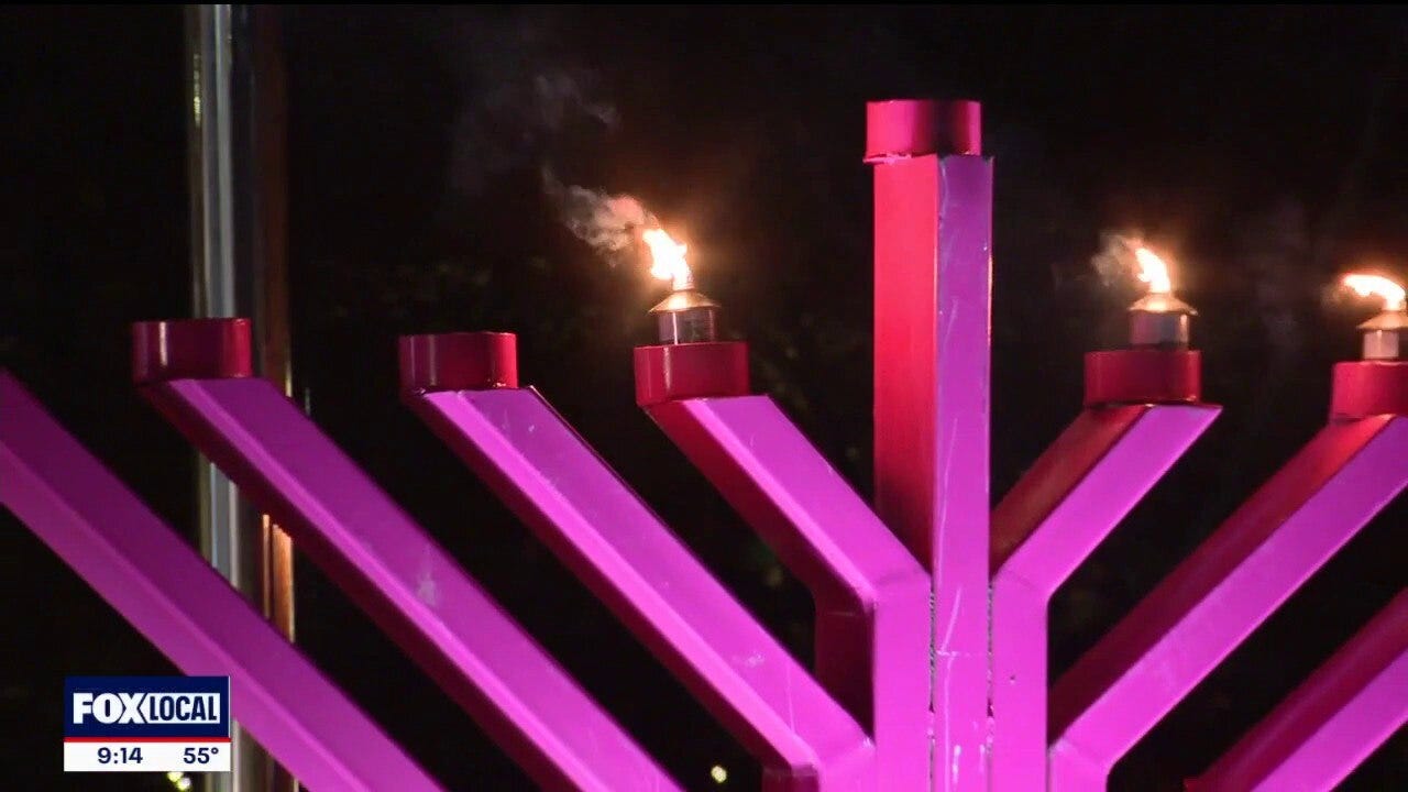 Residents gather at park for Hanukkah menorah lighting