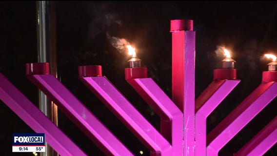 Residents gather at park for Hanukkah menorah lighting