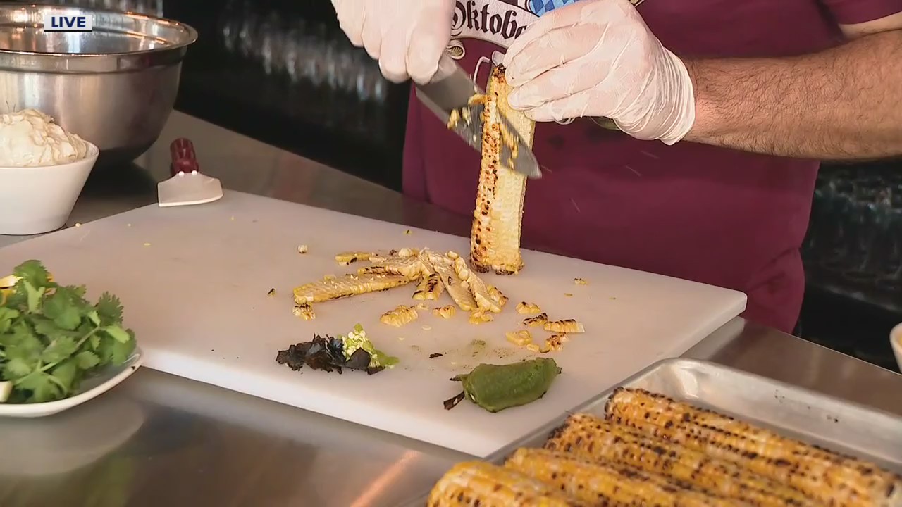 Making Mexican street corn with Brown Iron Brewhouse