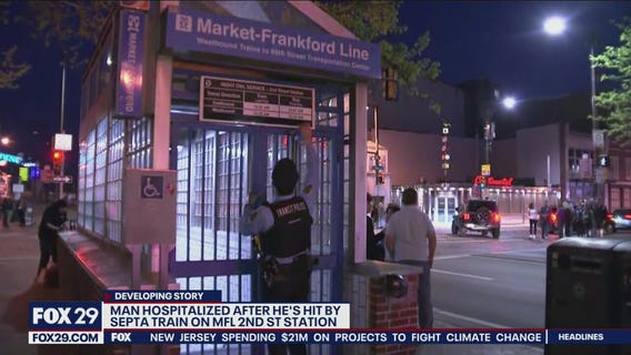 Man hospitalized after he is struck by SEPTA train