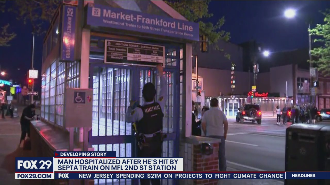 Man hospitalized after he is struck by SEPTA train