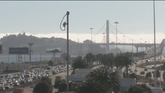 Traffic clogged on I-80 near Bay Bridge toll plaza
