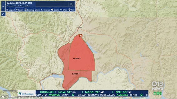 Wildfire grows in Okanogan, Douglas counties
