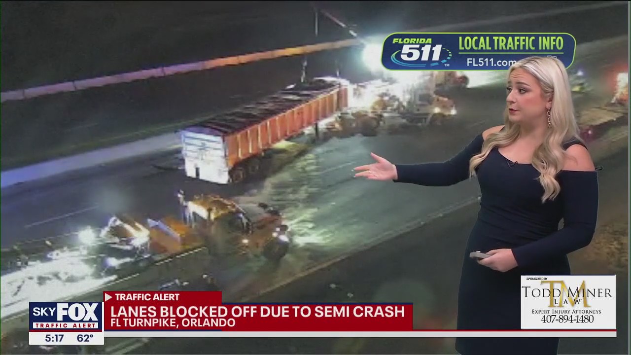 Traffic Alert: Multi-vehicle crash shuts down part of Florida's Turnpike in Orange County