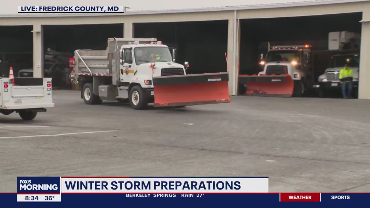 Plows out in Frederick County as icy precipitation starts