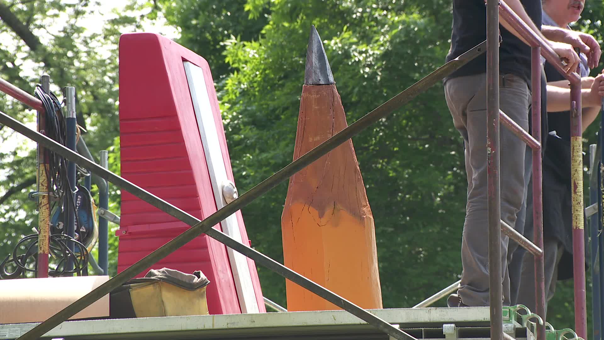 Annual giant pencil sharpening in Minneapolis