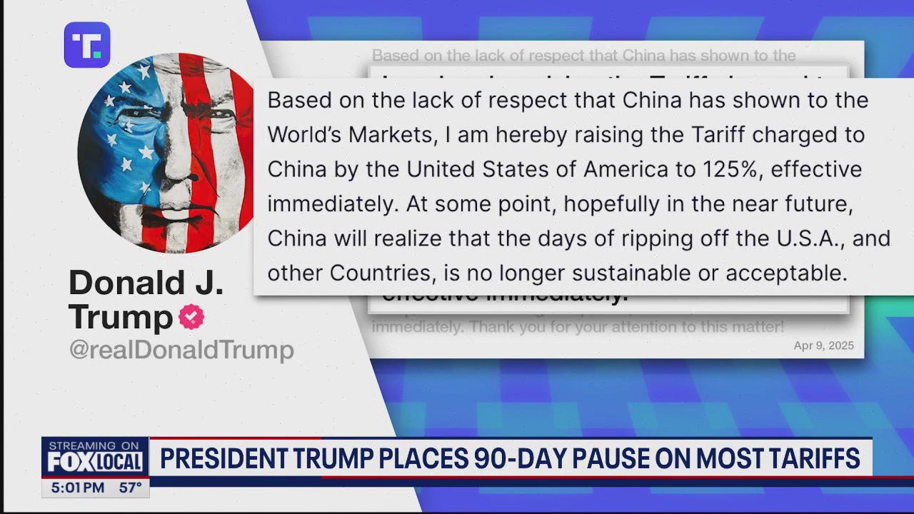 President Trump places 90-day pause on most tariffs