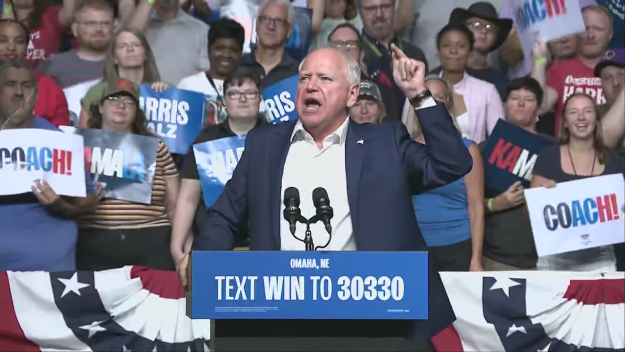 Tim Walz Nebraska rally: FULL SPEECH