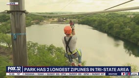 FOX 32's Jake Hamilton ziplines at 'The Forge'