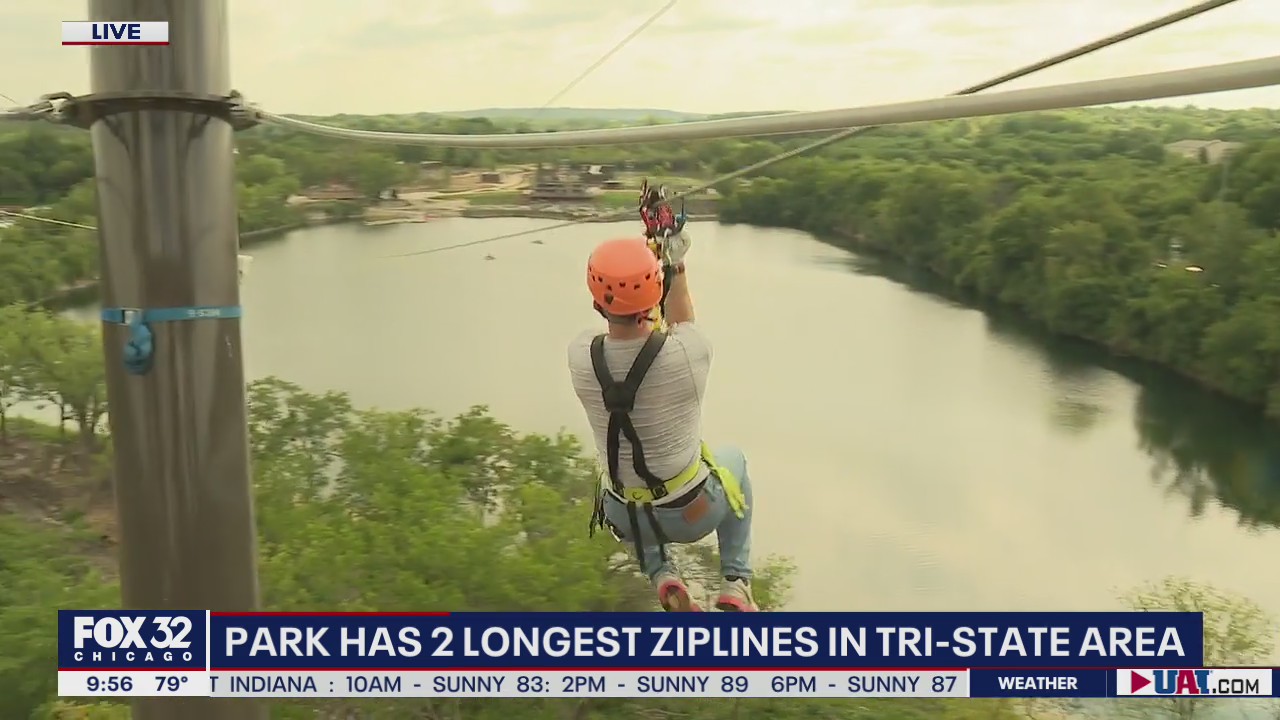 FOX 32's Jake Hamilton ziplines at 'The Forge'