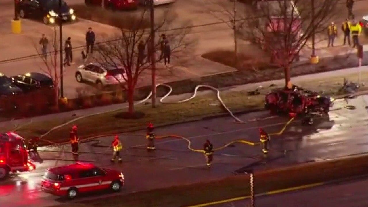 Fiery car crash in Naperville draws large emergency response