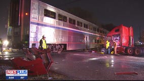 Amtrak train hits tractor-trailer on tracks in Montgomery County