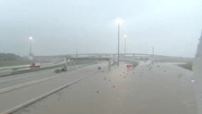Flooded roadways in the Houston area due to Tropical Storm Beta