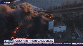 Large fire burns in Camden