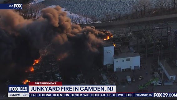 Large fire burns in Camden