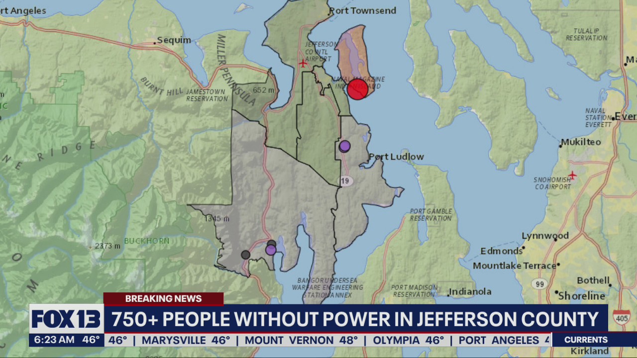 Hundreds of customers without power in Jefferson, Island counties