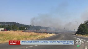 WSP: Man arrested for setting fire in median of SR 167 in Puyallup