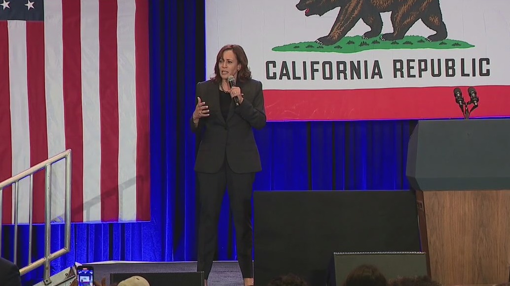 Kamala Harris campaigns for Karen Bass in race for LA Mayor