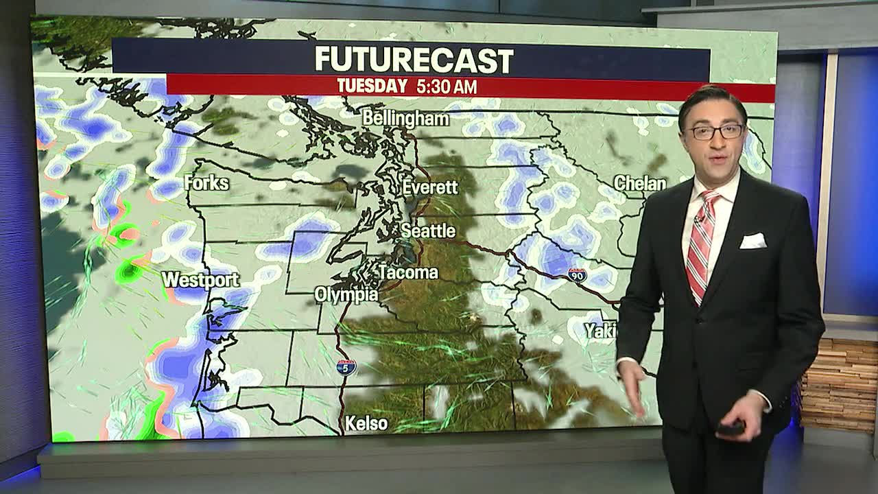 Seattle weather:  Showers to become more limited Tuesday afternoon